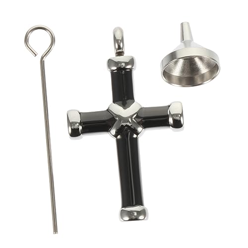 Housoutil 1ensemble Pendentif Inoxydable Forme De Croix pour Cendres Animaux Collier Urne Funéraire avec Mini Funnel Et Aiguille Souvenir Élégant pour Garder Vos Précieux Souvenirs