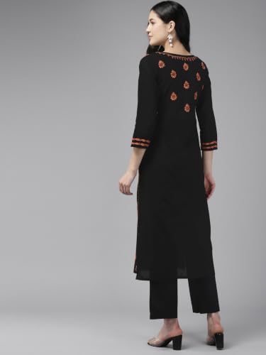 Image of Ada Women's Cotton Straight Fit Tunic Hand Embroidered Straight Lucknow Chikankari Kurta Kurti A411435