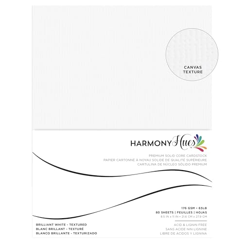 Cardstock 8.5 x 11 Paper Pack - 65lb Textured Card Stock for Crafts, Cardmaking, Printers - 80 Scrapbook Sheets - Double Sided with Solid Core, Brilliant White
