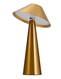 Bojim Lampe de Table LED Sans Fil Rechargeable USB, Tactile Dimmable Lampes, Interieur a Poser Batterie 4000mAh, pour Chevet Exterieur Restaurant Terrasse, Tête de Lampe Pivotante, IP54, Or