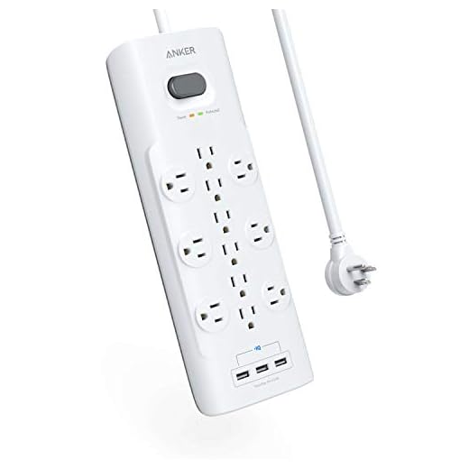 Anker Power Strip Surge Protector, 12 Outlets & 3 USB Ports with Flat Plug, PowerPort Strip With 6ft Extension Cord, PowerIQ for iPhone XS/XS Max/XR/X, Galaxy, for Home, Office, and More (4000 Joules)