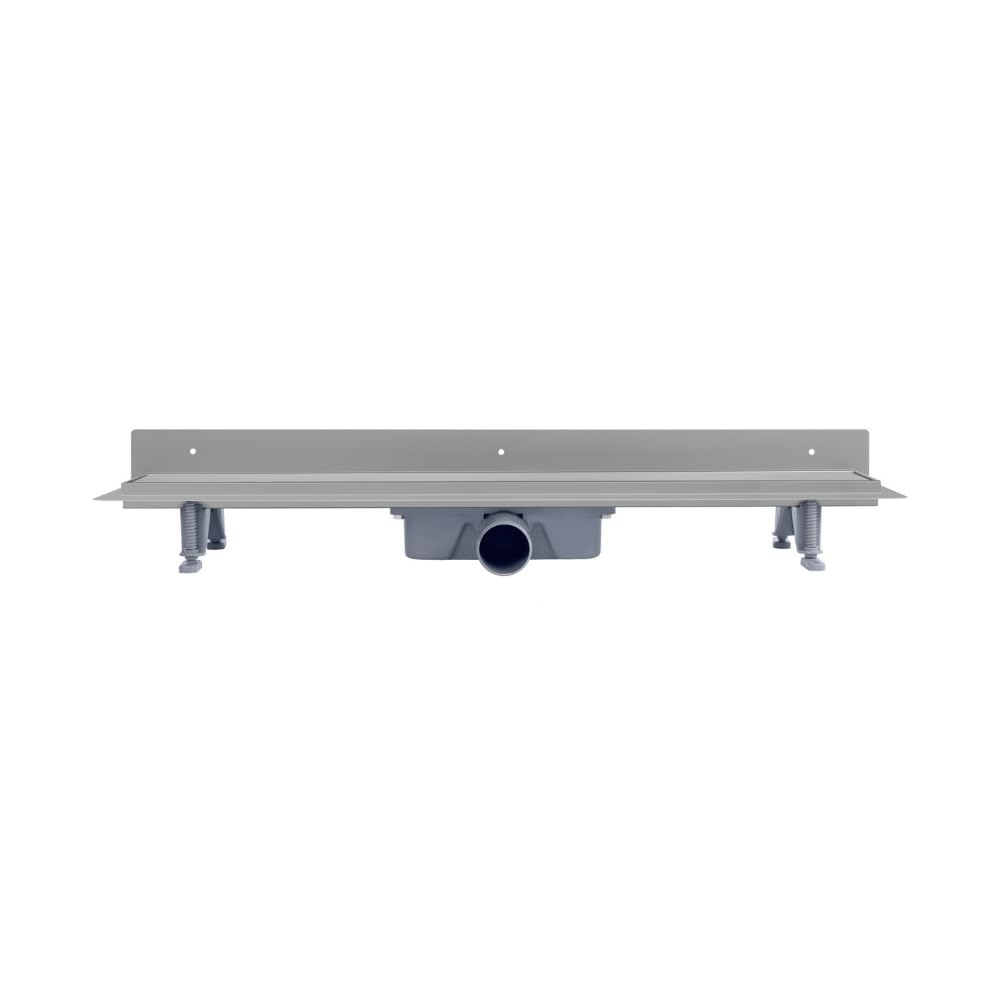 Wand-Duschrinne 100 cm, Schwarze Glasabdeckung, Edelstahl AISI 304, Siphon Ø50, Haarsieb