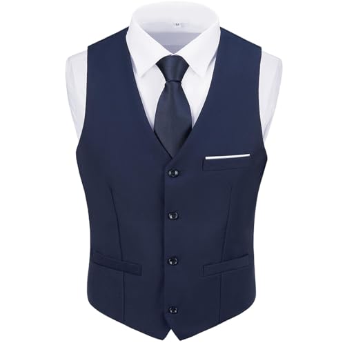 Mens Suit Vest Formal Dress Tuxedo Vests for Men Slim Fit Casual Business Wedding Waistcoat