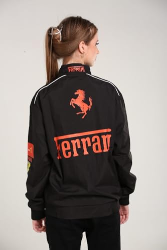 DRIP SPOILER F1 Racing Jacket Graphic Printed Parachute Fabric Oversized Jackets for Women - Black