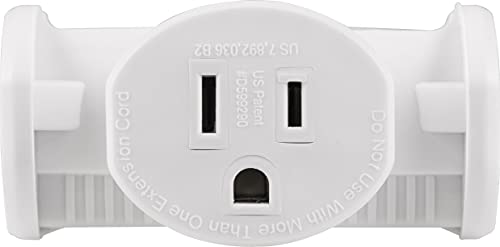Philips Accessories T-Shaped 3-Outlet Extender, 3-Prong Power Extender, Outdoor Grounded Wall Tap Adapter, Heavy Duty, For Inside Or Outside, Ul Listed, White, Sps1630E/37 #TOP5