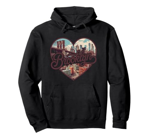 Brooklyn Vintage Heart T-Shirt - Retro NYC Bridge Souvenir �p�[�J�[