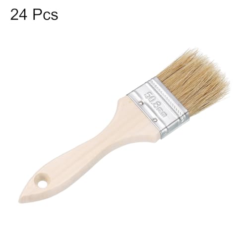 QUARKZMAN 24Pcs Pinsel 2 Breite Naturborsten Flachpinsel mit Holzgriff für Wand, Schränke, Zäune