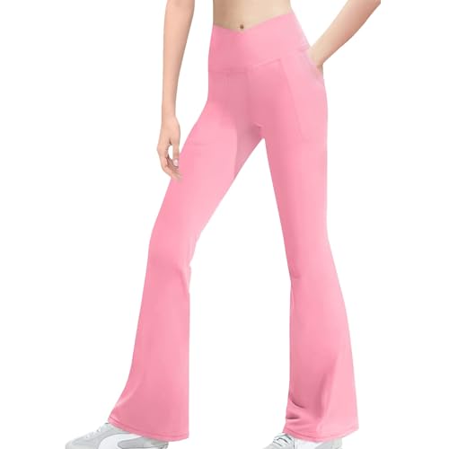 Girl Yoga Flare Wide Leg Tummy Stretchy Pants Girls Ankle Leggings Causal Slim 𝐁ootcut High Waist Bell Bottom3