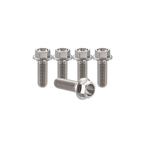 Image of Rison Titanium Flanged Hex Head Bolt M8x1.25x15mm 6AL4V Aerospace Grade Original Ti Bolts for Motorcycle Car Modification Pack of 5