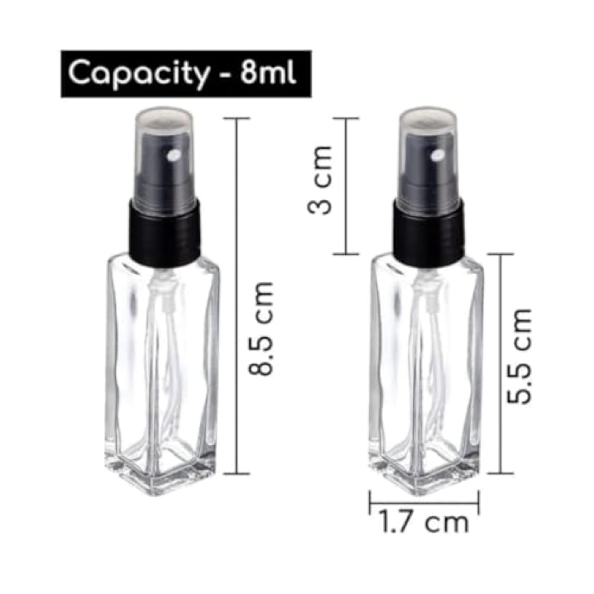 Luxury Empty Refillable Perfume Bottle| 8 ML | Transparent Glass Spray Bottle
