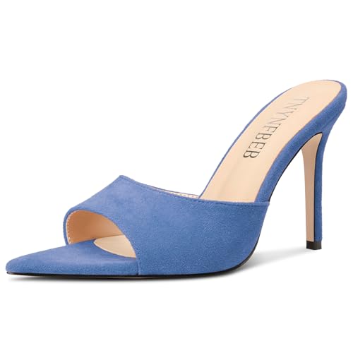 Image of TNYNFBEB Womens Stiletto High Heel Pointed Open Toe Sandals Mules Shoes Slingback Slip-on Prom Party Dress Summer 3.9 Inches Heels