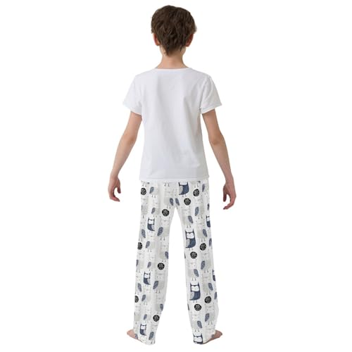 Cartoon Owl Boys Long Pants Soft Trousers Elastic Waist Kids Lounge Bottoms with Pockets S-XL3