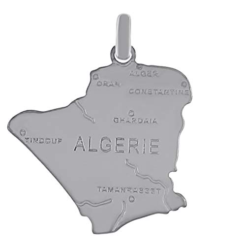 Pendentif Carte Algérie en Argent 925 rhodié - Neuf