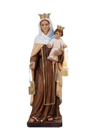 resina Generico Statua della Madonna del Carmine cm 80 (31,49 inches) con occhi dipinti o in vetro in resina decorata a mano di produzione artigianale italiana (OCCHI IN VETRO)