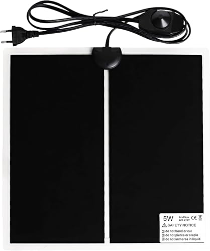 TNSLAND Heizmatte Terrarium Heizmatten Wärmematte mit Temperaturregelung für Reptilien Schildkröten Schlangen Eidechse Gecko Einsiedlerkrebs Amphibien Wasserdicht 5W:15 X 14cm Schwarz