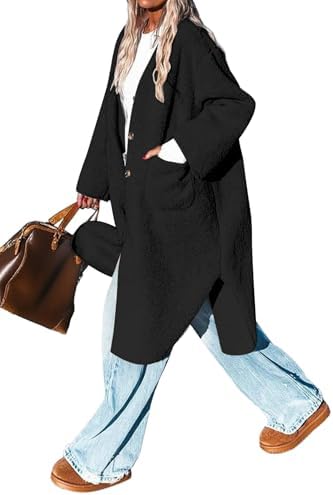 Aoang Women's Winter Faux Fur Coats Sherpa Fleece Going Out Long Jackets