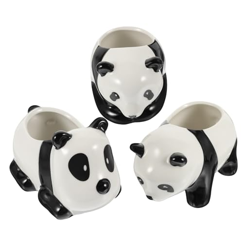 Milisten 3 Piezas De Macetas con Forma De Panda Cactus Suculentas Animales Animales Lindos Macetas para Suculentas Macetas De Cerámica Macetas para Suculentas Macetas para Plantas