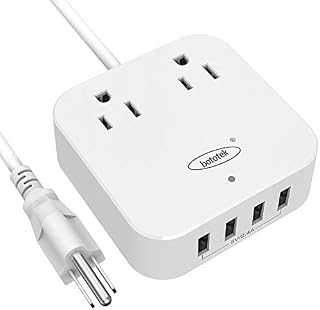 Power Strip with USB, Bototek Desktop Charging Station 2 Outlets with 4 USB