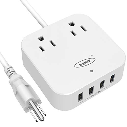 Power Strip with USB, Bototek Desktop Charging Station 2 Outlets with 4 USB