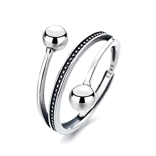 Bague réglable 925 argent KnSam duo de perles ajustable s'adaptant à toutes les tailles