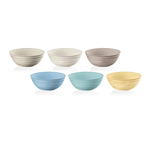 Guzzini Tierra - Set di 6 ciotole in plastica PET riciclata 100% priva di BPA, lavabile in lavastoviglie, completamente riciclabile, Made in Italy
