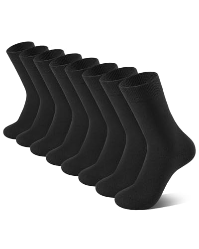 Image of Somaibo 8 Pairs Kids Socks for Boys Girls Crew Dress Athletic Socks Soft Cotton Seamless Cushioned School Sock