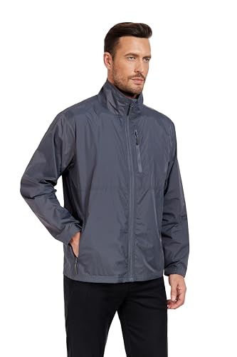 Mens Windbreaker Jackets Lightweight Packable Summer Jacket Men, Windproof and Dustproof Dark Grey3