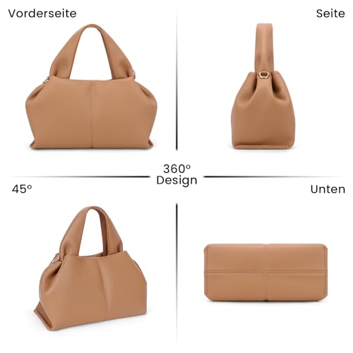 CHAMAIR Kleine Handtasche Damen Umhängetasche Ledertasche Damen-Henkeltaschen Dumpling Crossbody Bag Moden PU Leder Geldbörse Handtaschen mit Abnehmbarer Schultergurt
