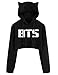 Produktbild Bauchfreier Pulli Mädchen, Damen Hoodie Rose Drucken Pullover Einhorn Langarm Kapuzen Sweatshirt BTS Brief Drucken Kapuzenpullover Kurz Crop Tops Kapuzenpulli Oberteile Shirts (Schwarz 986, S)