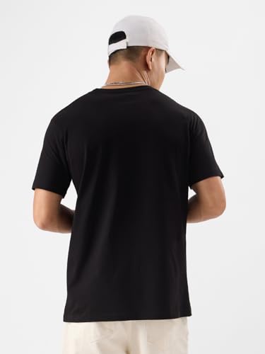Image of The Souled Store Official ISRO: Lunar Mission Mens Regular fit Half Sleeve Graphic Printed Cotton Black Color T-Shirts
