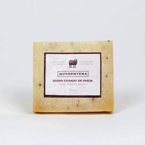 QUARENTENA - Queso Curado Artesano de Leche Cruda de Oveja con Perretxico, Producto Gourmet, 250g, Hecho en España