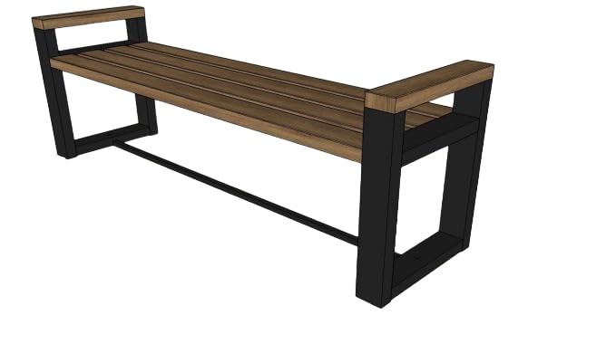 Banc de route M-03 en pin et métal 1m60 pour aménagement extérieur