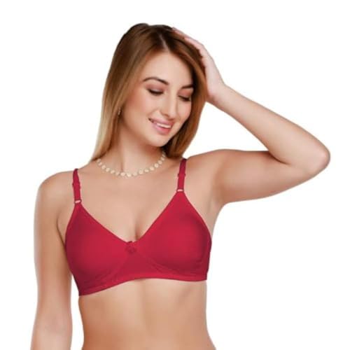 Image of DAISY DEE Women's Cotton Brassiere Non-Padded Wirefree Seamed Full Coverage Comfort-fit Cut and Sew, with Broader Band Regular /Dress /Saree Bra - NSHPU