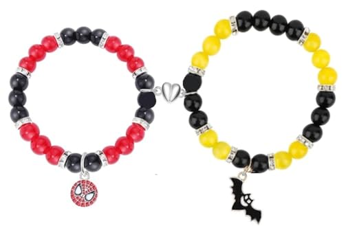 Image of Spiderman Kitty Magnetic Friendship Bracelets, Couple's Bracelets, Valentine's Day Gifts for BFF, BF, GF, Women, Men, Girls, Kids