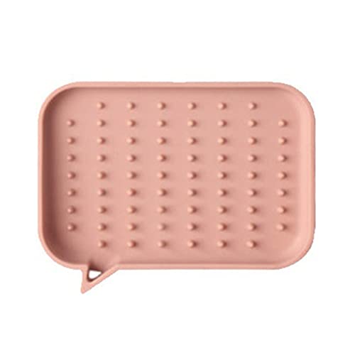 Kissmii Jabonera antideslizante, de silicona autodrenante, soporte para jabón de bar, jabonera para la ducha, el baño y la cocina, color rosa