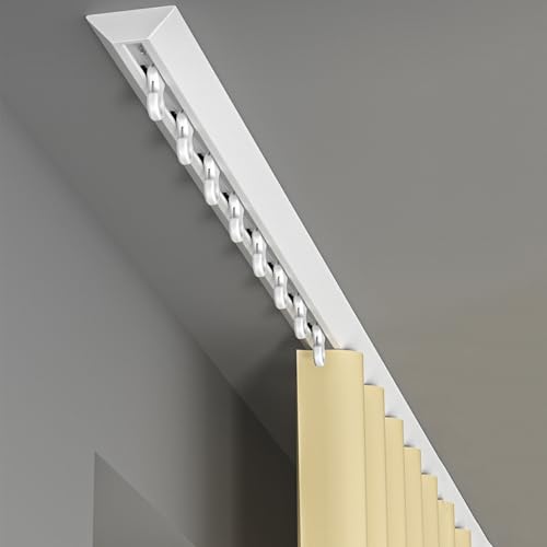 PHQCIV Rail De Plafond en Aluminium pour Rideaux, Rail De Rideau Robuste, Mute Tringle À Rideau Montée Au Plafond, Ensemble De Rails pour Bureau, Salon, Chambre(Size:170cm,Color:Blanc)