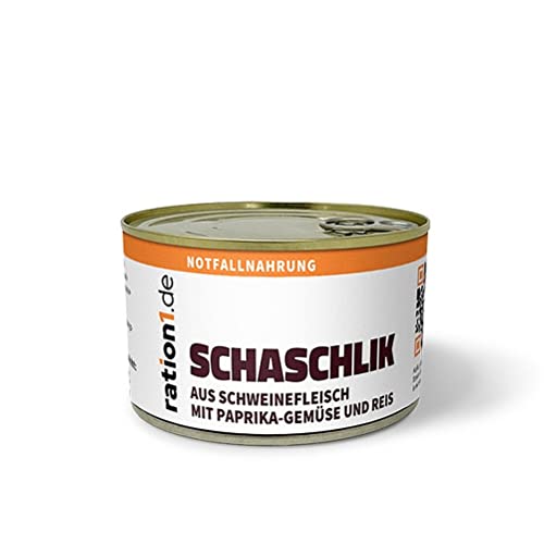 ration1 Schaschlik, 1x 400 g, Probiergröße Fertiggericht in der Dose, lange haltbar