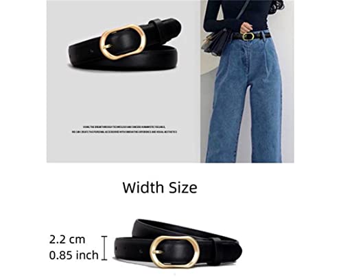Women Belt, Womens Thin Leather Belt with Gold Buckle, 0.85" Width Ladies Casual Belts for Jeans Pants2