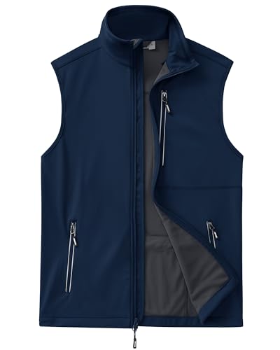 Outdoor Ventures Men's Windproof Softshell Vest Outerwear Lightweight Sleeveless Jacket for Running Golf Hiking Travel