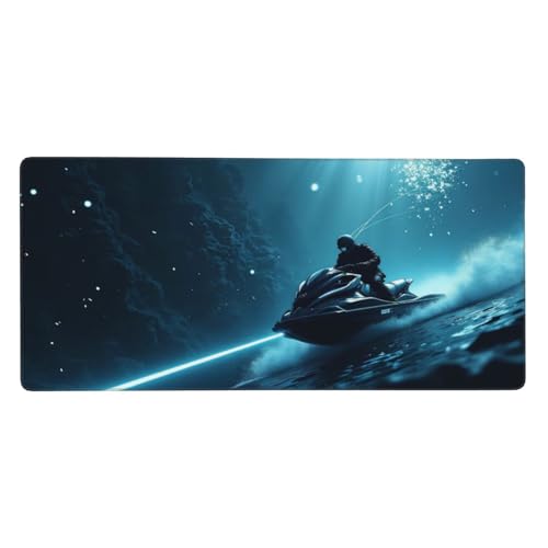 Tapis de souris de jeu bleu avec bords cousus pour éviter l'usure du bureau