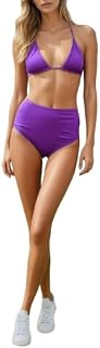 Logut Purple Bikini Set, Padded Top with Full Coverage Bottom, Polyester & Spandex Price In India
