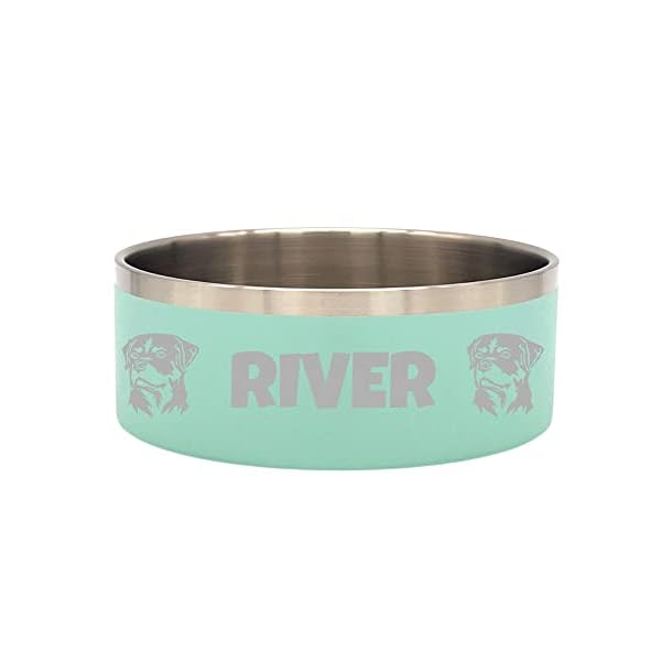 Premium Laser Engraved Personalized, Stainless Steel Dog Bowl, Double Wall Bowl for Dogs, Cats and Other Pets (64oz, Seafoam) Premium Laser Engraved Personalized, Stainless Steel Dog Bowl, Double Wall Bowl for Dogs, Cats and Other Pets (64oz, Seafoam)