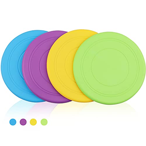 Xingsky 4 Pcs Frisbees pour Chien, Frisbee Jouet pour Chiens, 18cm Disque à Lancer en Caoutchouc Résistant, pour entraînement à la Terre et à l'eau, Entraînement du Chien, Lancer, Attraper et Jouer