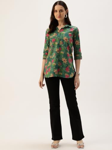 Image of feranoid Classic Collared Cotton Shirt with 3 /4 Sleeve for a Timeless Casual Look
