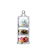Diamond Star 12' 3 Tier Decorative Round Glass Storage Jars with Lids, Decorative Round Stackable...