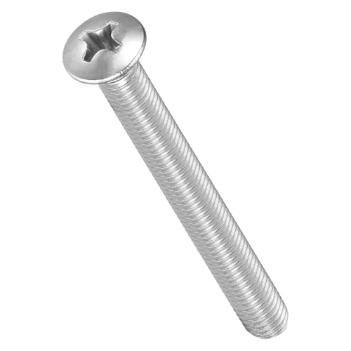 Image of METALLIXITY Semi-Countersunk Oval Head Machine Screws (M5-0.8x45) 50Pcs, 304 Stainless Steel Phillips Cross Recessed Machine Screw Bolts - for Furniture Assembly DIY Projects, Silver