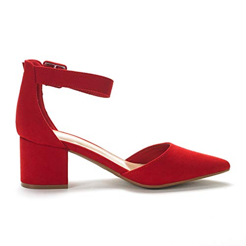 DREAM PAIRS ANNEE Pointed Toe Low Chunky Heels Pump Shoes - Image 3