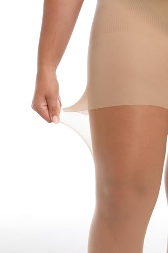 Image of Women's Plus Size Control Top Tights 15 Den, Durable Semi Opaque Pantyhose, Ultra-Soft Stretchy Opaque Control Tights