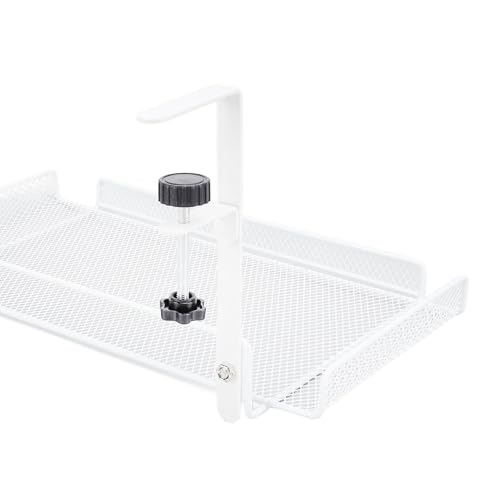 Focket Under Desk Cable Management Tray, 14.4in No Drill Cable Management with Clamp for Home Office Standing Desk (White)