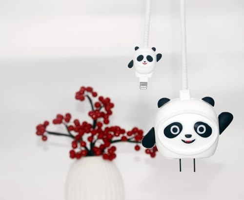 Image of CERLINK Charger Protector for Samsung 25W Type C, Protective Silicone Case Cover 25W Power Adapter Charger with Wire Saver - Pack of 1 (Panda)